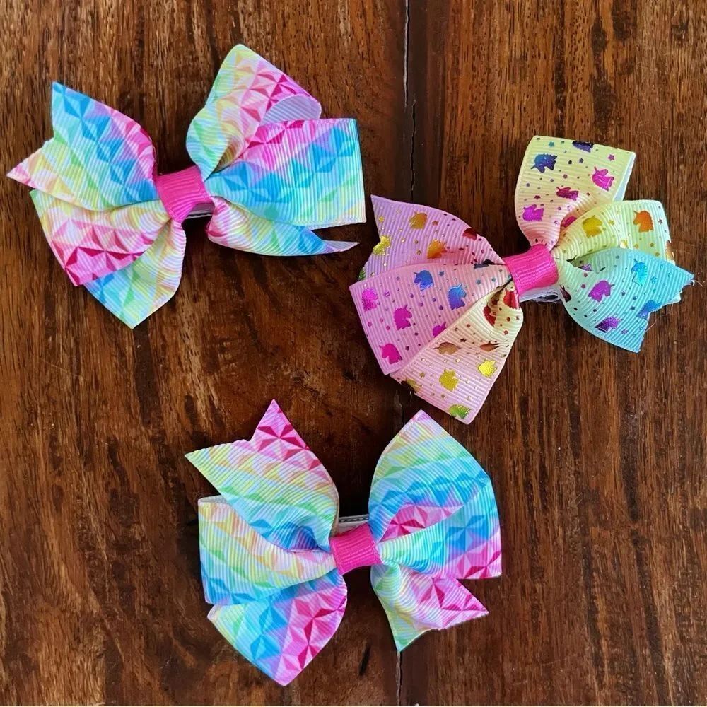 Jojo Siwa Girls Colorful Rainbow Unicorn Hair Bows Set of 3